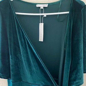 Meghan Velvet Wrap Maxi Dress Emerald